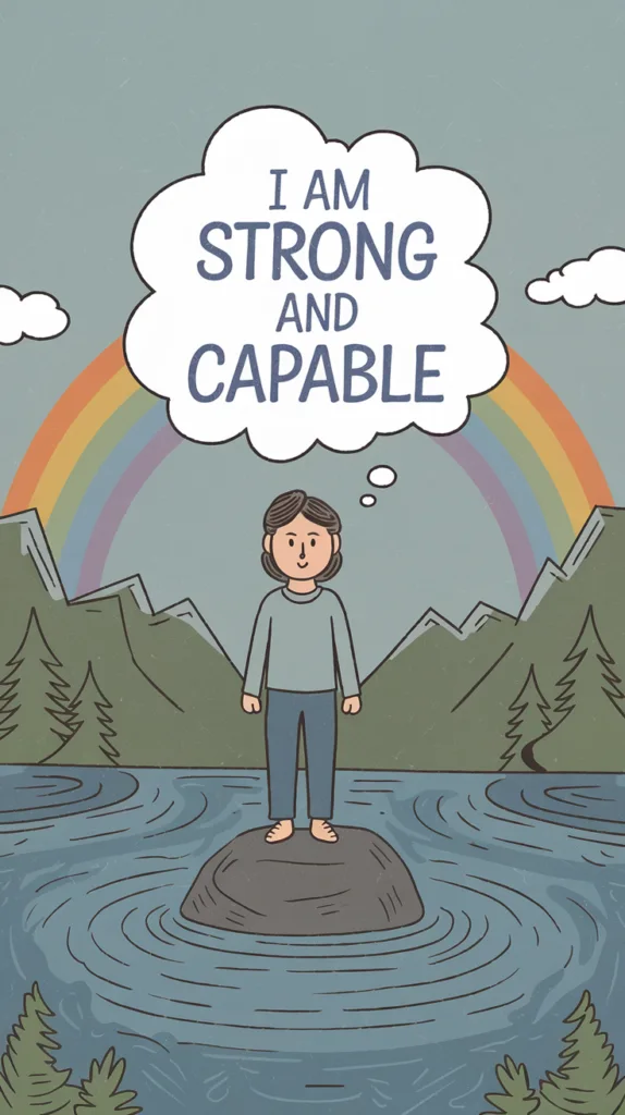 An illustration of a person with a thought bubble containing the text