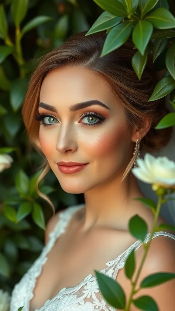 Bridal makeup showcasing a fresh and dewy complexion with natural glow.